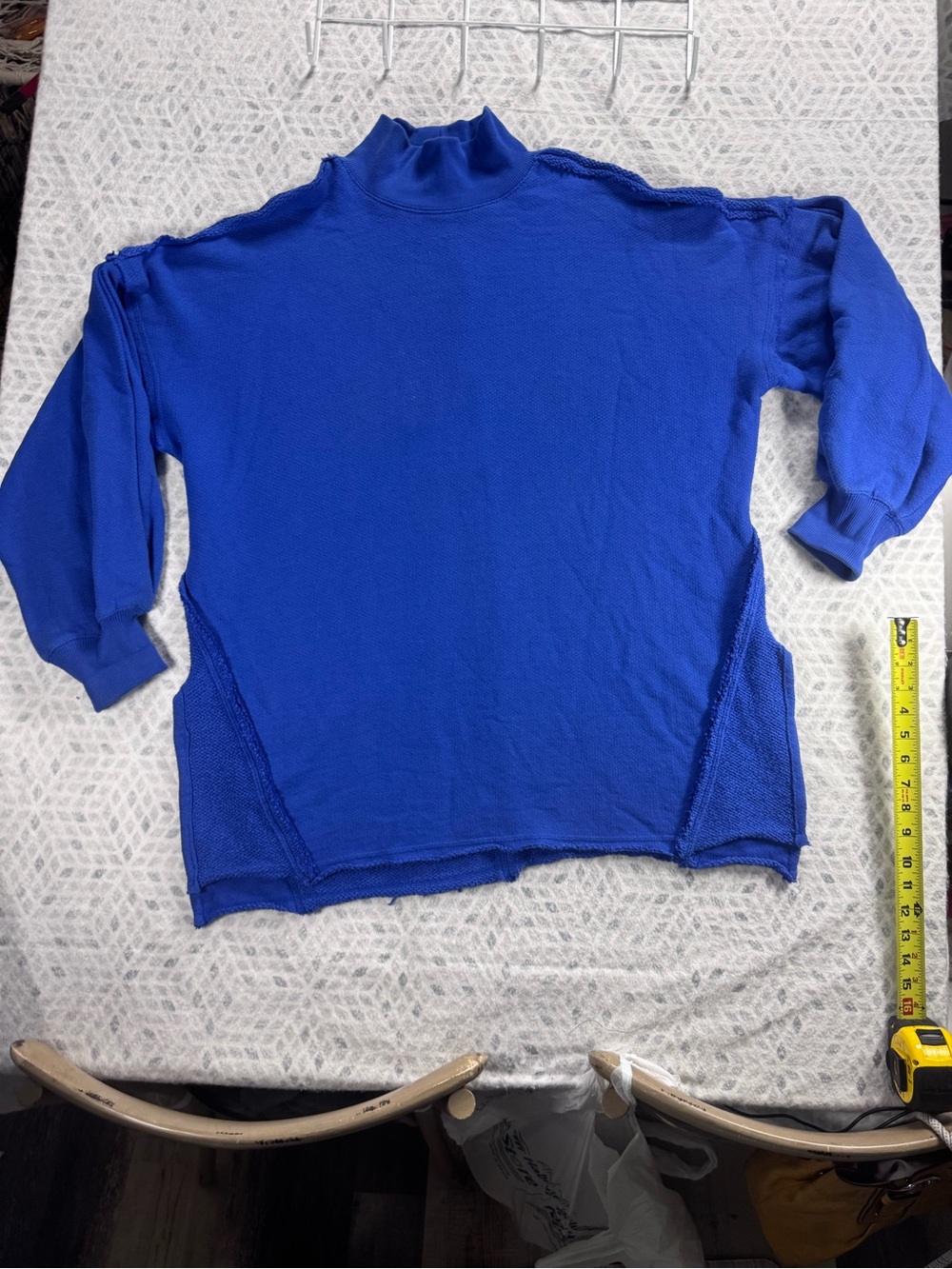 We The Free Royal Blue Ribbed Mock Neck Pullover Tunic Dress Comfy Sweatshirt - Picture 3 of 17